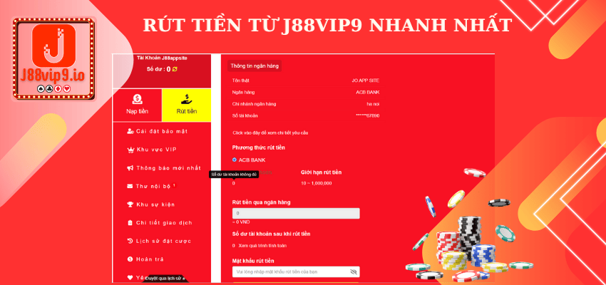 Rút tiền j88vip9 nhanh chóng